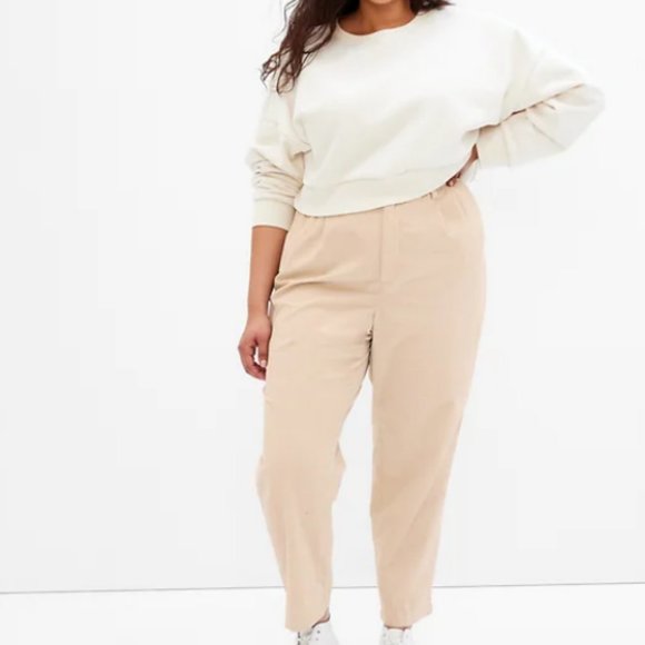 High Rise Pleated Taper Corduroy Pants with Washwell - Picture 5 of 6